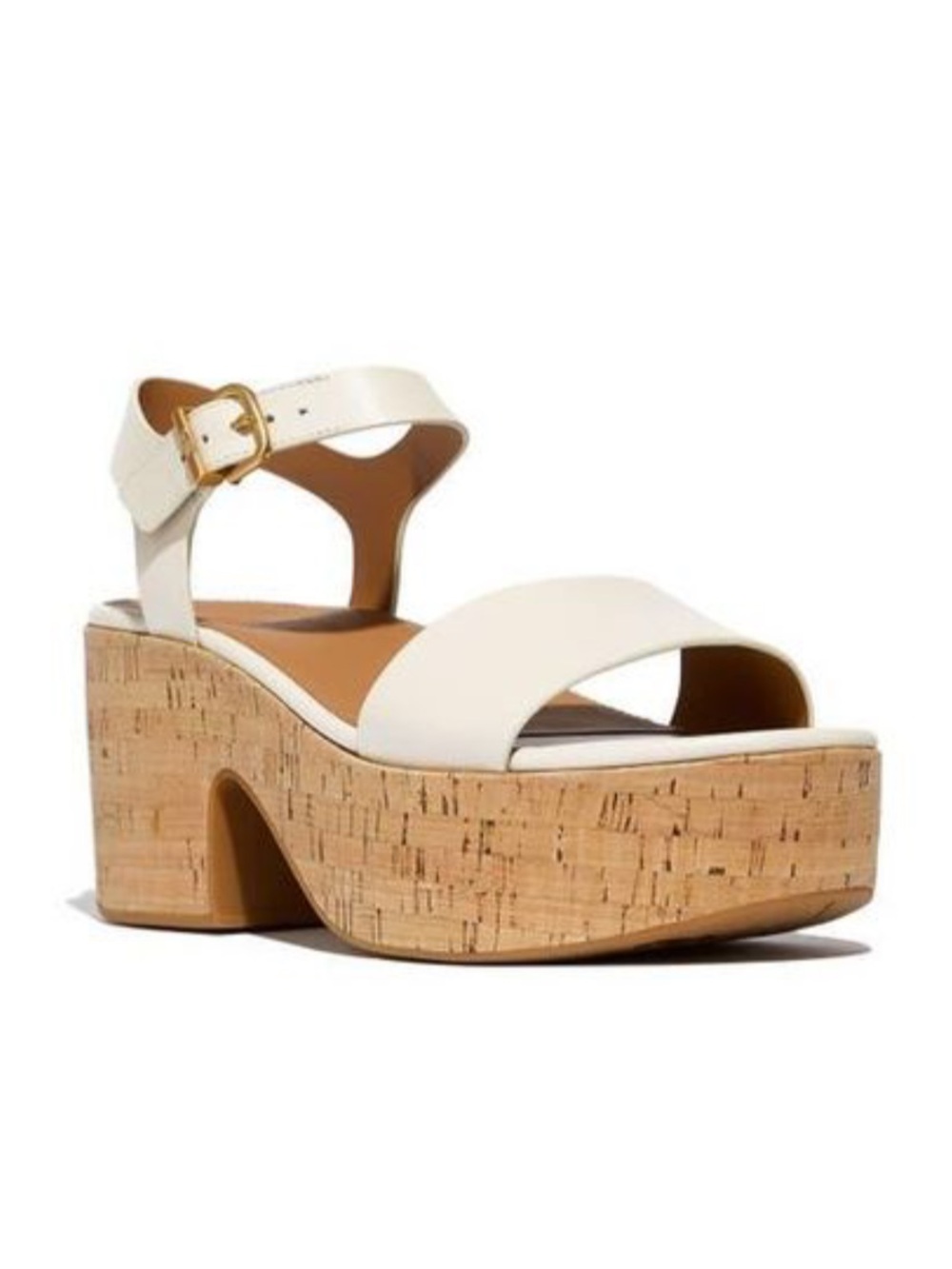 FitFlop PlatFForms Cream Leather Wedge Sandals 9